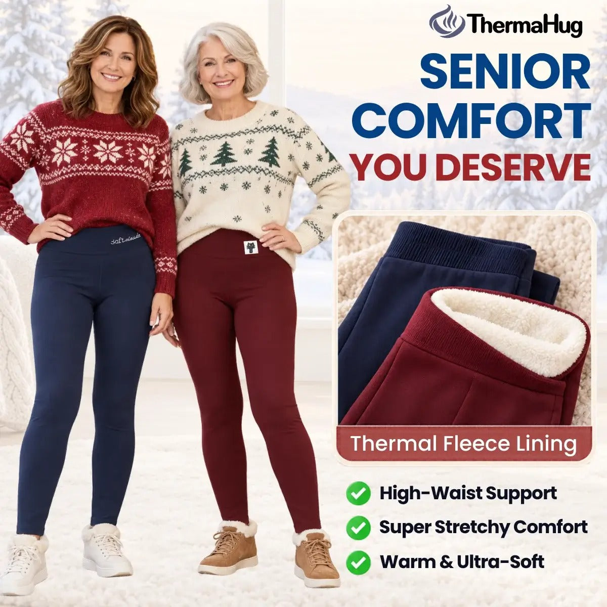 ThermaHug - Thermal High-Waisted Lambswool Fleece Lining Cozy Comfort Leggings