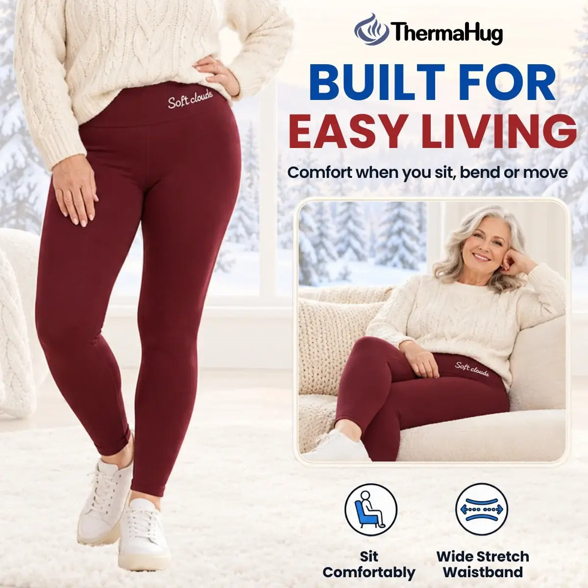 ThermaHug - Thermal High-Waisted Lambswool Fleece Lining Cozy Comfort Leggings