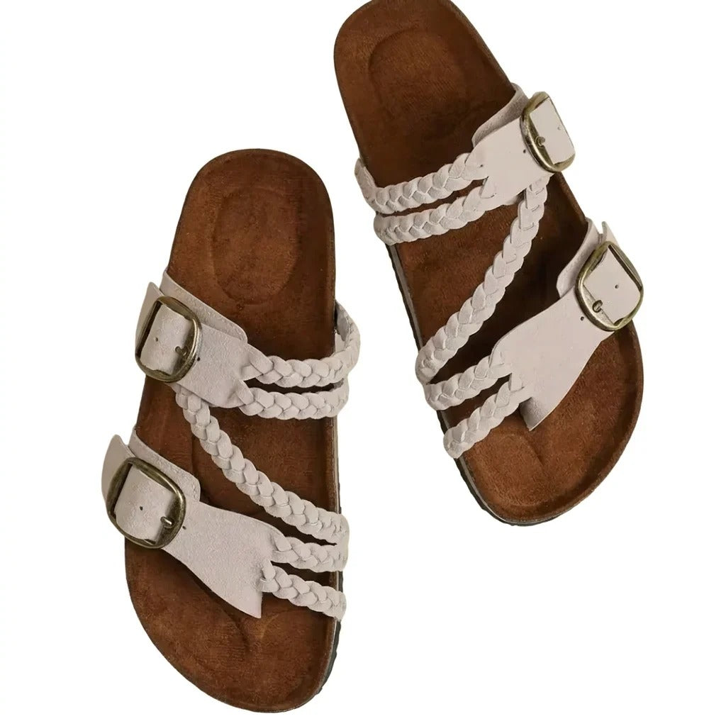 Hayleigh Braided Cork Sandals – Ergonomic Arch Support & Boho Style