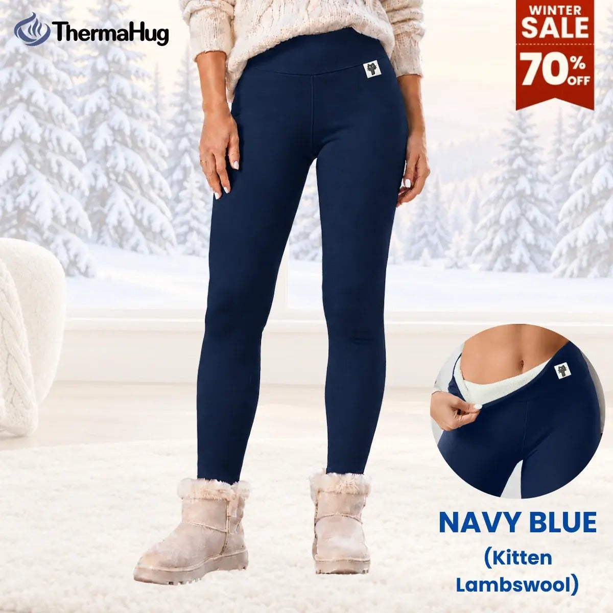 ThermaHug - Thermal High-Waisted Lambswool Fleece Lining Cozy Comfort Leggings