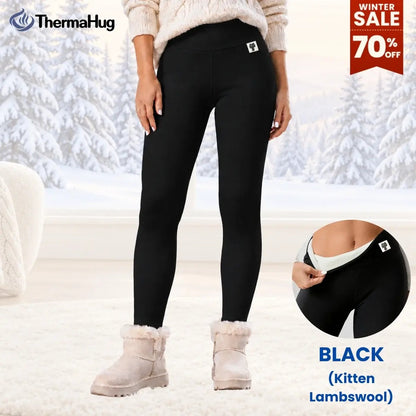 ThermaHug - Thermal High-Waisted Lambswool Fleece Lining Cozy Comfort Leggings