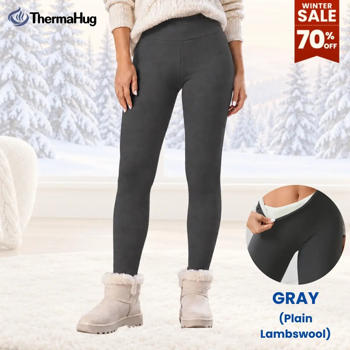 ThermaHug - Thermal High-Waisted Lambswool Fleece Lining Cozy Comfort Leggings