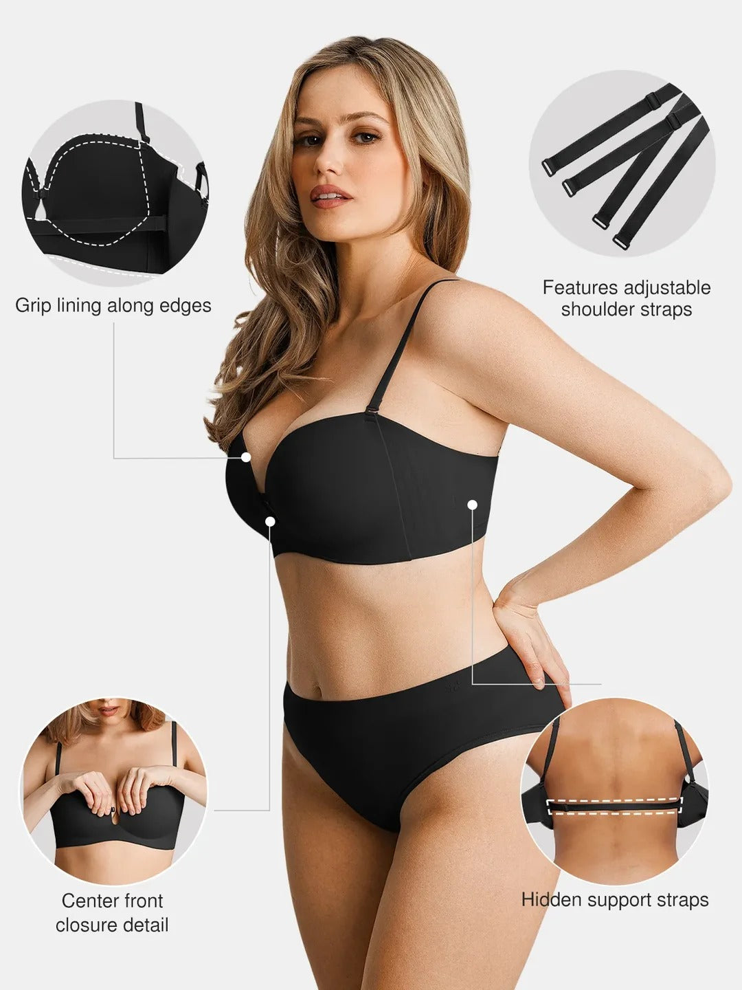 Seamless Non-Slip Push-Up Shaping Strapless Bra
