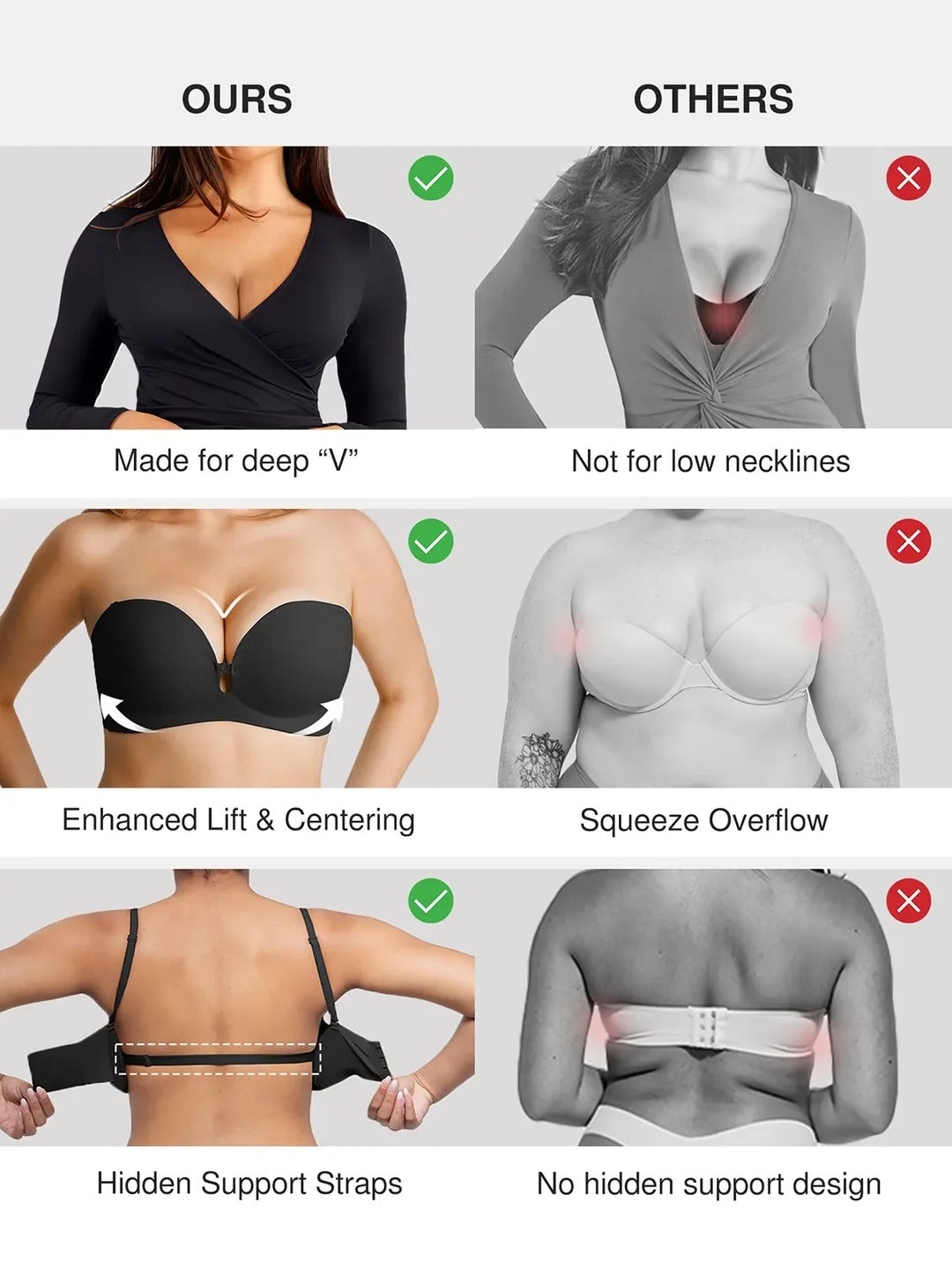 Seamless Non-Slip Push-Up Shaping Strapless Bra