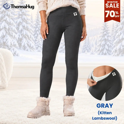 ThermaHug - Thermal High-Waisted Lambswool Fleece Lining Cozy Comfort Leggings