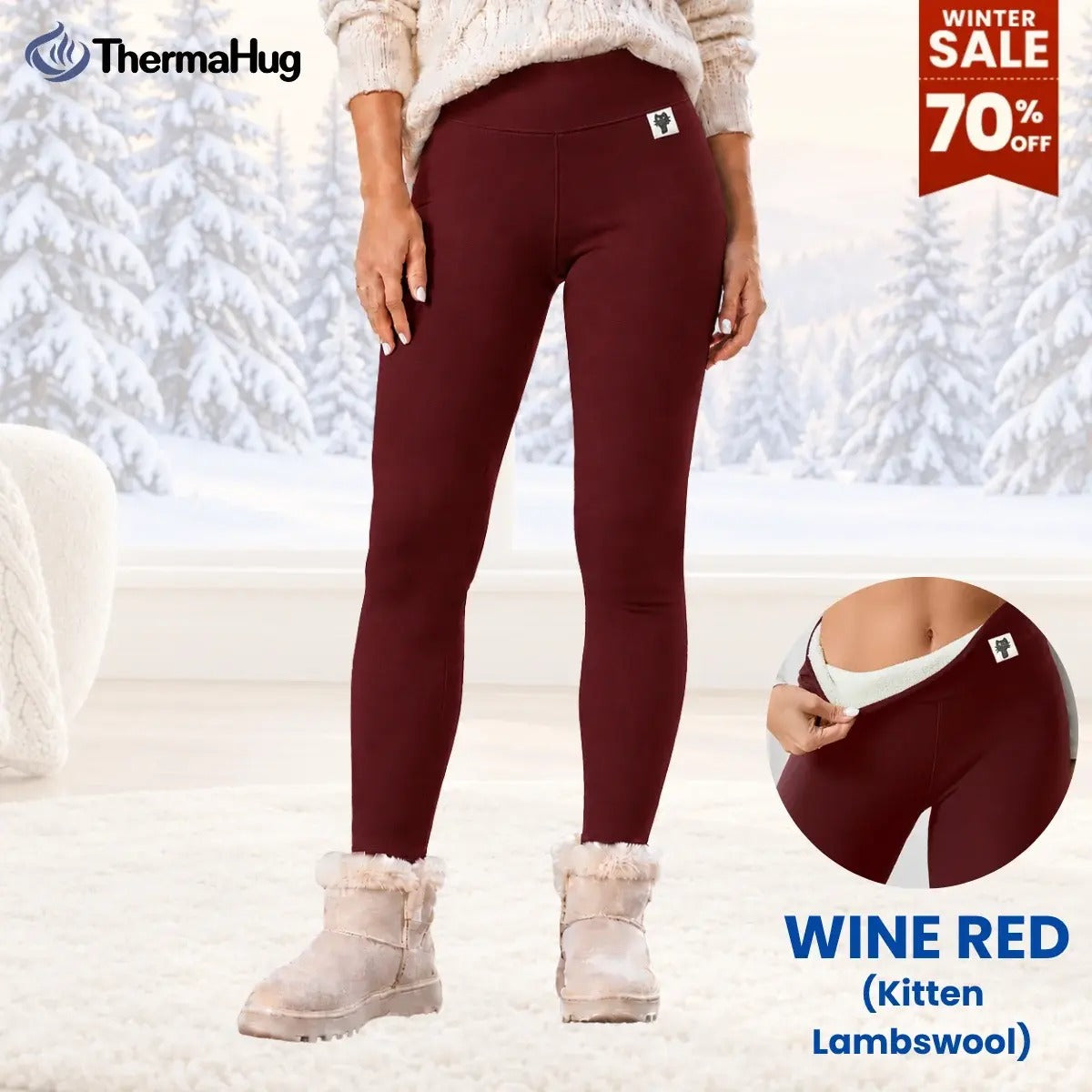 ThermaHug - Thermal High-Waisted Lambswool Fleece Lining Cozy Comfort Leggings