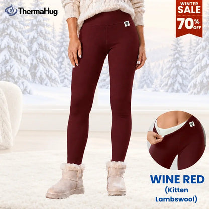 ThermaHug - Thermal High-Waisted Lambswool Fleece Lining Cozy Comfort Leggings
