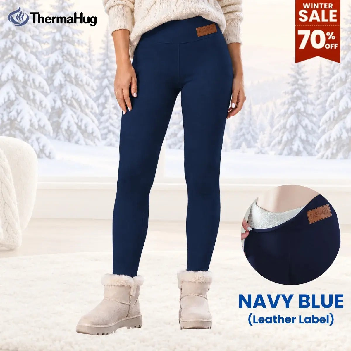 ThermaHug - Thermal High-Waisted Lambswool Fleece Lining Cozy Comfort Leggings