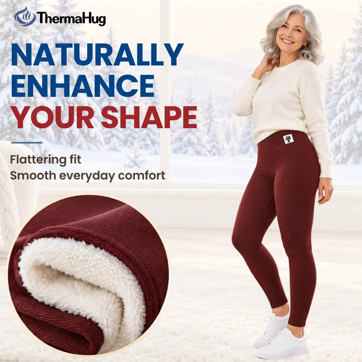 ThermaHug - Thermal High-Waisted Lambswool Fleece Lining Cozy Comfort Leggings