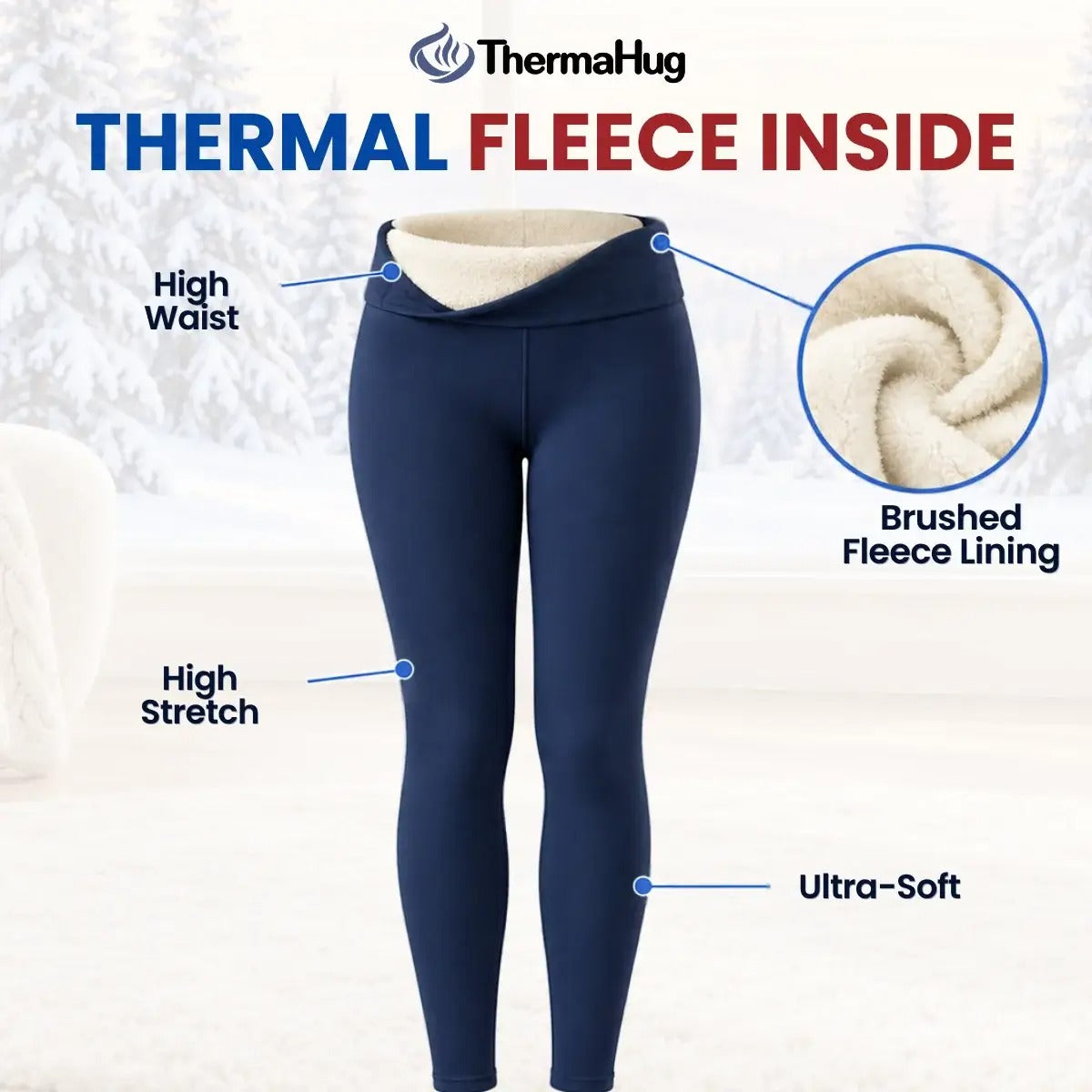 ThermaHug - Thermal High-Waisted Lambswool Fleece Lining Cozy Comfort Leggings