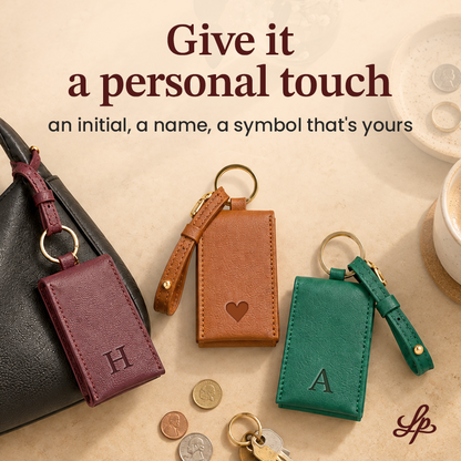 Personalized Leather Bag Charm Pouch