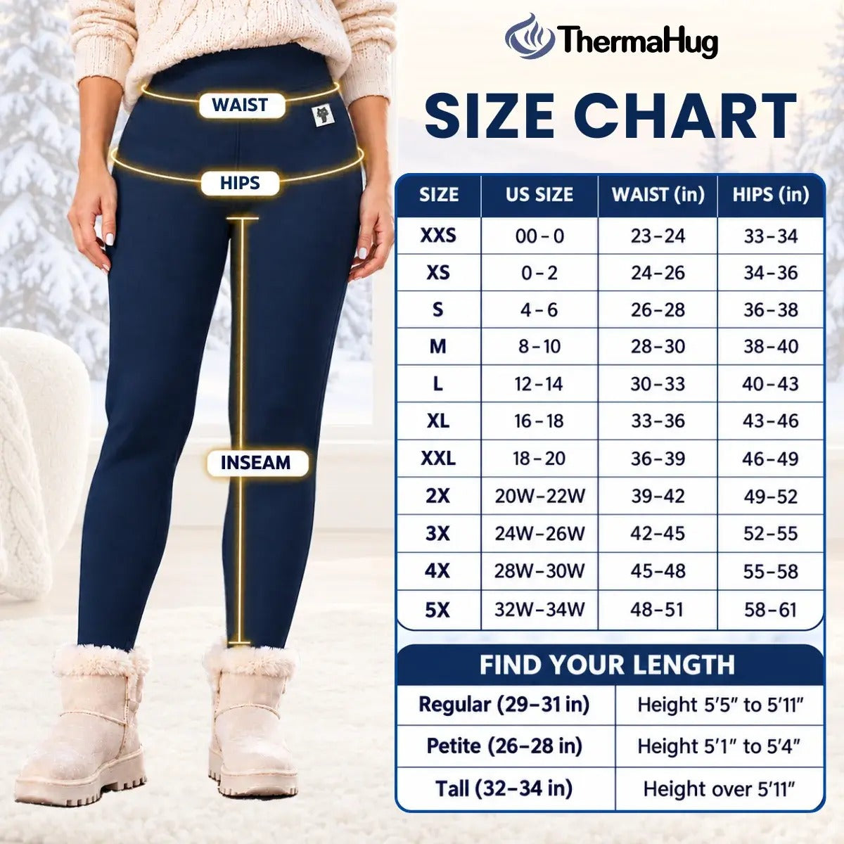 ThermaHug - Thermal High-Waisted Lambswool Fleece Lining Cozy Comfort Leggings
