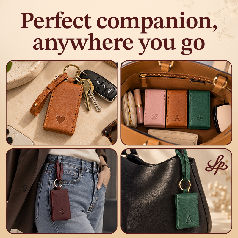Personalized Leather Bag Charm Pouch