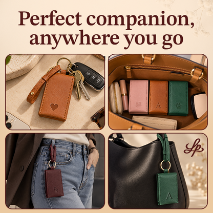 Personalized Leather Bag Charm Pouch
