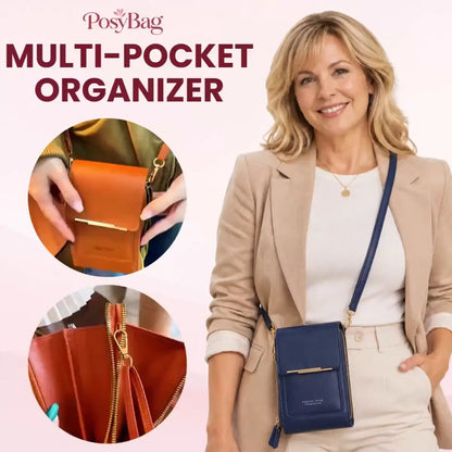 PosyBag - Touch Screen Waterproof Leather Crossbody Phone Bag for iPhone, Galaxy & Other