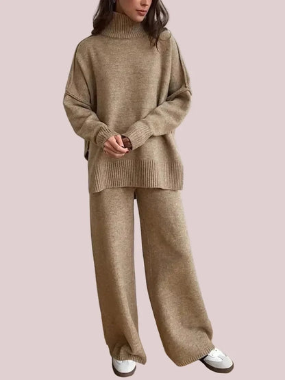 Women's 2 Pcs Solid Color Sweater Set for Autumn Winter