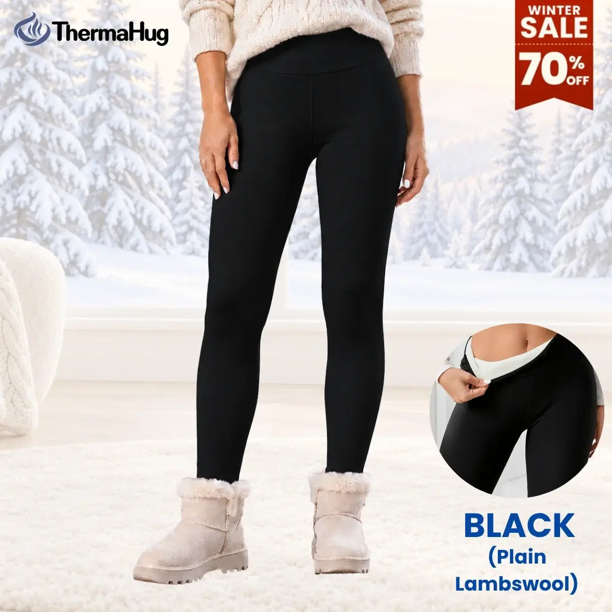 ThermaHug - Thermal High-Waisted Lambswool Fleece Lining Cozy Comfort Leggings