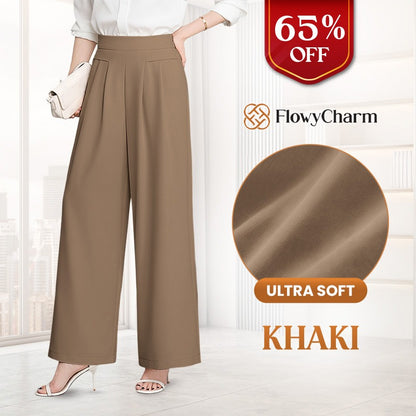 Drapey Soft Elegant High-Waisted Wide-Leg Pants