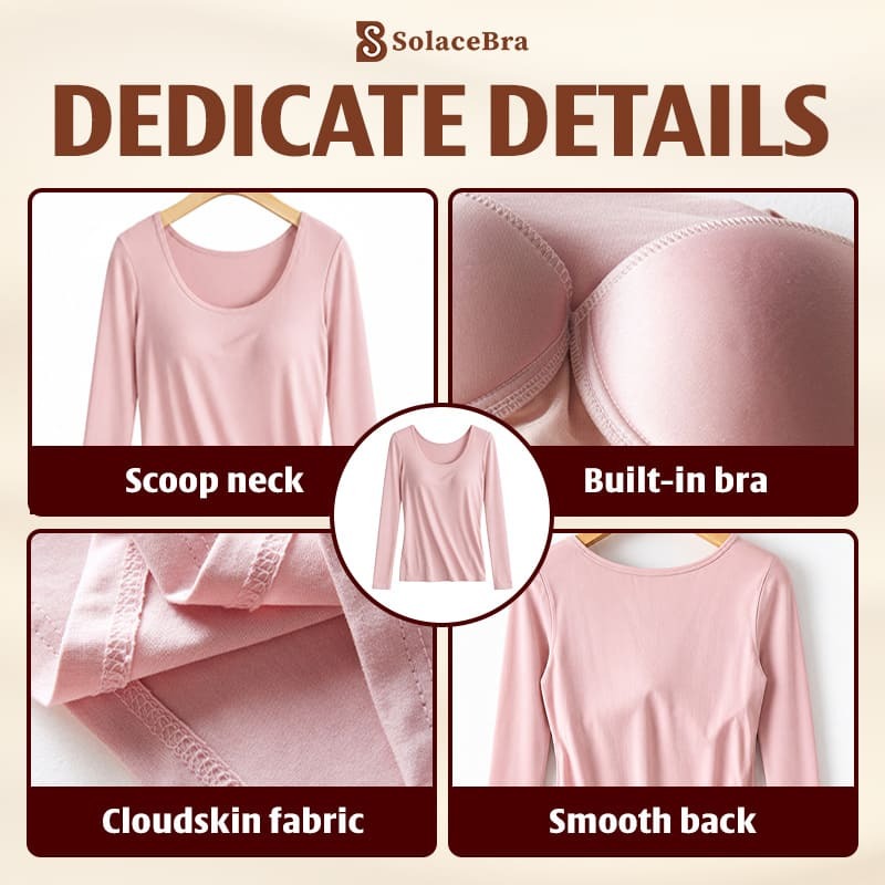 SolaceBra - 65% OFF-Soft Built-In Bra Long Sleeve Top for Women