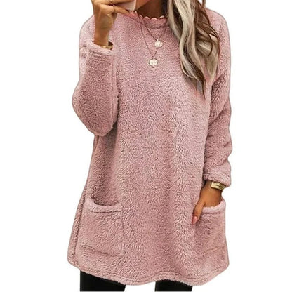 🧶 Women's warm round neck long sleeve top - Soft, comfortable everyday wear✨