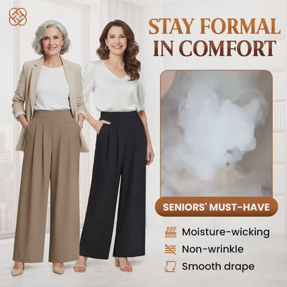 Drapey Soft Elegant High-Waisted Wide-Leg Pants