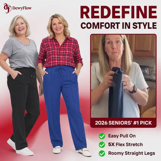 DewyFlow - #1 Elastic Waist Stretch Dress Pants for Seniors