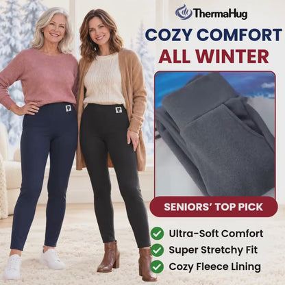 ThermaHug - Thermal High-Waisted Lambswool Fleece Lining Cozy Comfort Leggings