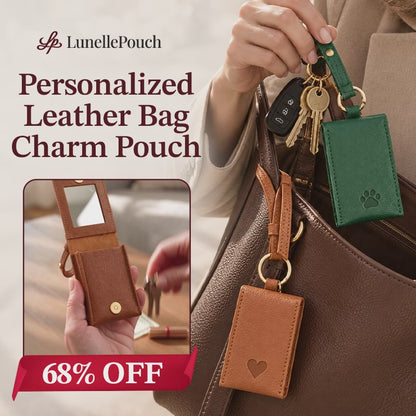 Personalized Leather Bag Charm Pouch