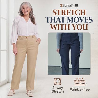 Women's Hidden Stretch Waist Twill Chinos Pants