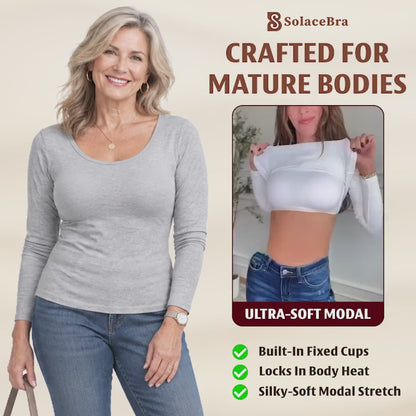 SolaceBra - 65% OFF-Soft Built-In Bra Long Sleeve Top for Women