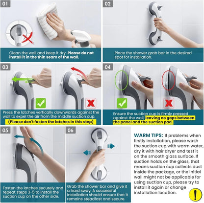 💥Last Day SALE Shower Grab Bars Suction No-Drill Bathroom Safety Handle