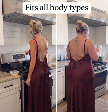 Plus Size 2026 New Women'S Backless Maxi Dress, Open Back Slip, Sleeveless Summer Sundress, Beach Resort Wear