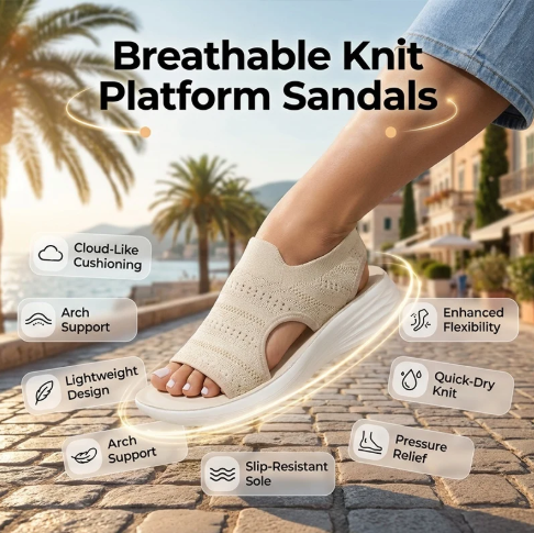 ⏳LAST DAY SALE 🔥🔥Women's Breathable Knit Platform Sandals