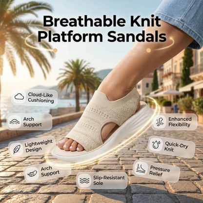 ⏳LAST DAY SALE 🔥🔥Women's Breathable Knit Platform Sandals