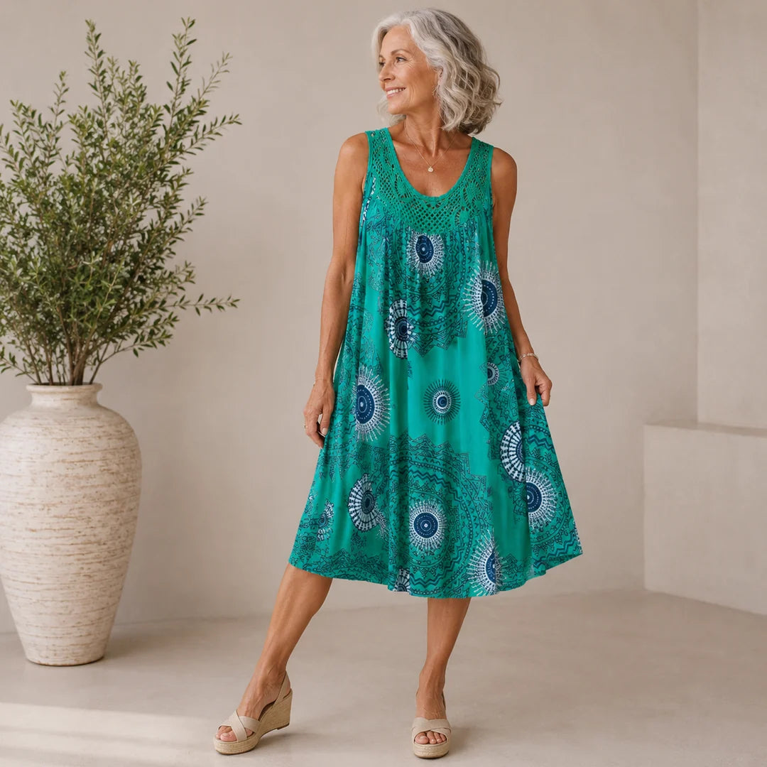 Womens Plus Size Sleeveless Summer Dress - Stylish Patterned Sundress for Warm Weather