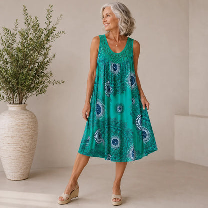 Womens Plus Size Sleeveless Summer Dress - Stylish Patterned Sundress for Warm Weather