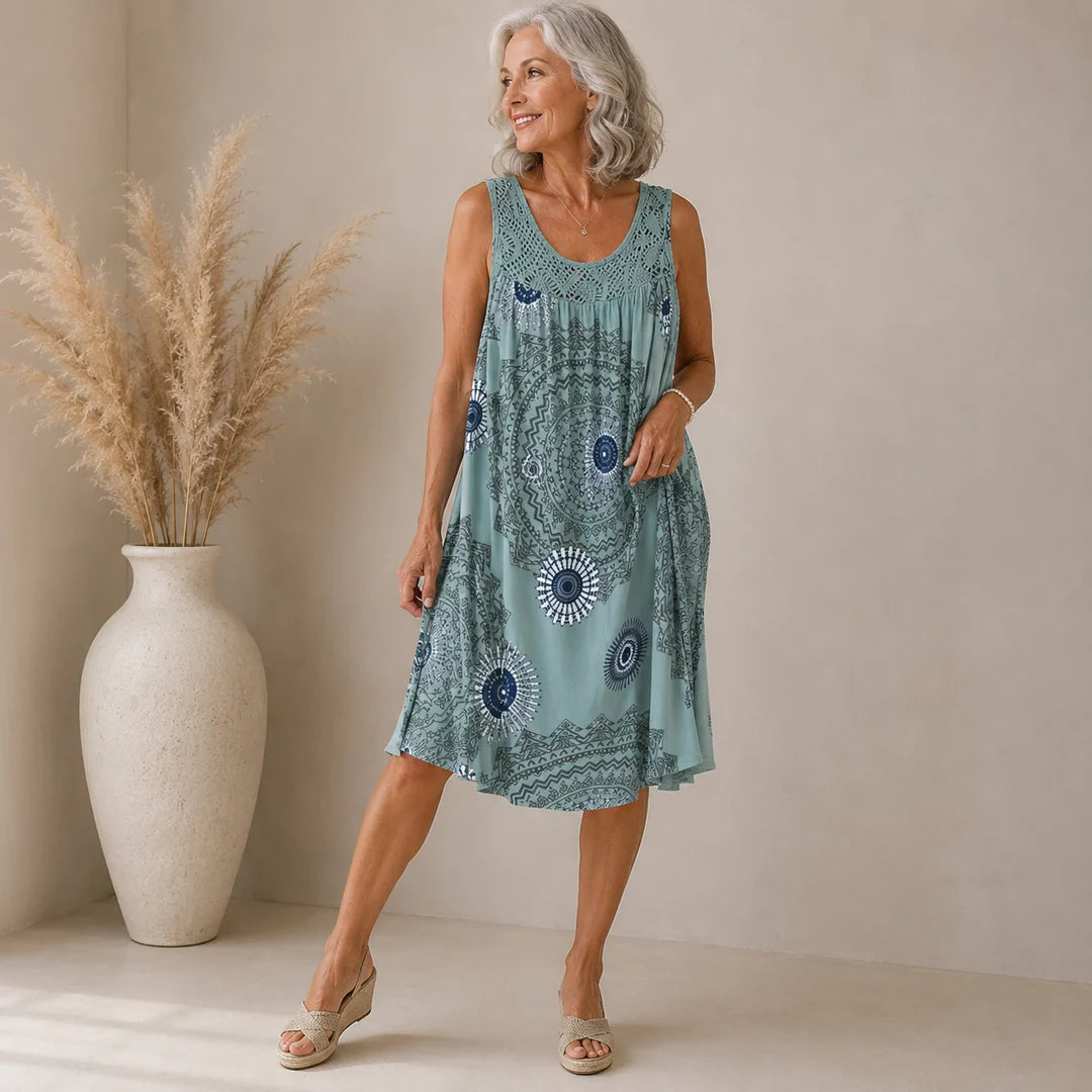 Womens Plus Size Sleeveless Summer Dress - Stylish Patterned Sundress for Warm Weather