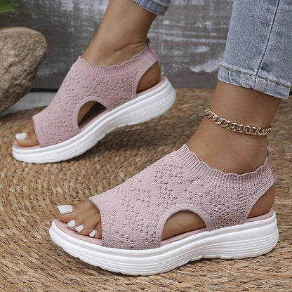 ⏳LAST DAY SALE 🔥🔥Women's Breathable Knit Platform Sandals
