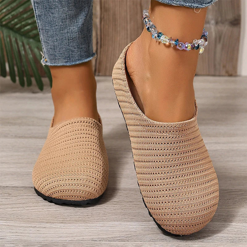 Women's breathable knit slip-on mules