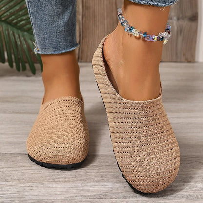 Women's breathable knit slip-on mules