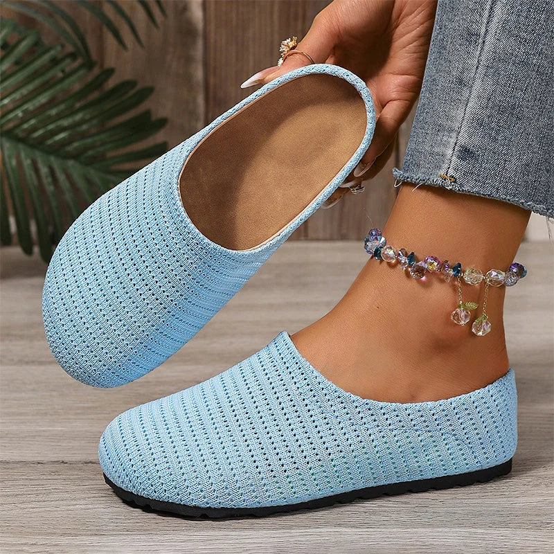 Women's breathable knit slip-on mules