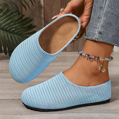 Women's breathable knit slip-on mules