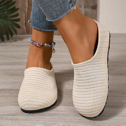 Women's breathable knit slip-on mules